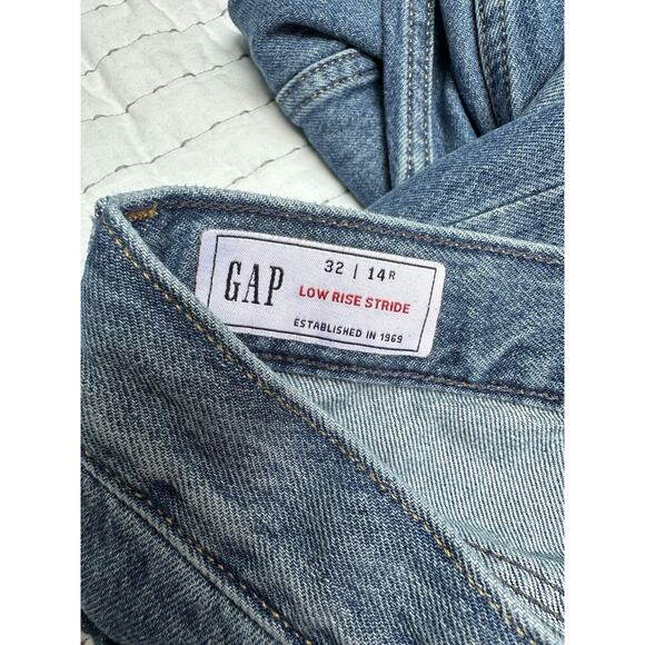 Gap Low Rise Stride Wide Leg Jeans 14 Regular 32 Released Hem Y2K Baggy Grunge - Picture 2 of 13
